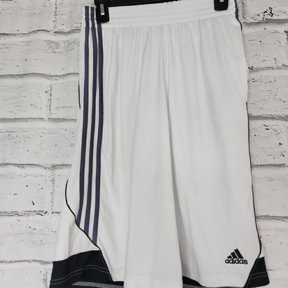 Adidas 3 Striped Sportswear Shorts White Black Gray Size Small 12